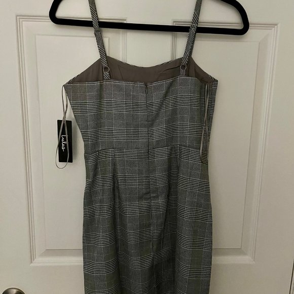 NWT Lulu Houndstooth Pattern Mini Dress Size S & NWT Lulu Gingham Heels Size 6 - Picture 5 of 5
